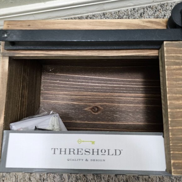 Threshold Cabinet With Hooks Graywash Finish 7.5" H x 16" W x 8" D - Picture 4 of 10